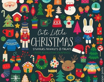 Christmas Clipart - Cute Little Christmas Trinkets, Stuffers and Treats - Over 200 graphics - Clip art set - Digital Download