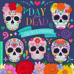 Day of the Dead clipart - Sugar Skull - Dia de los muertos - Clip art - Digital Download
