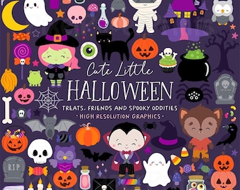 Halloween PNG - Cute Little Halloween Clipart - Over 250 graphics - Witch, Vampire, Mummy, Werewolf - Scary Cute - Digital Download