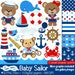 Nautical clipart - Clip art and digital paper set - Baby sailor