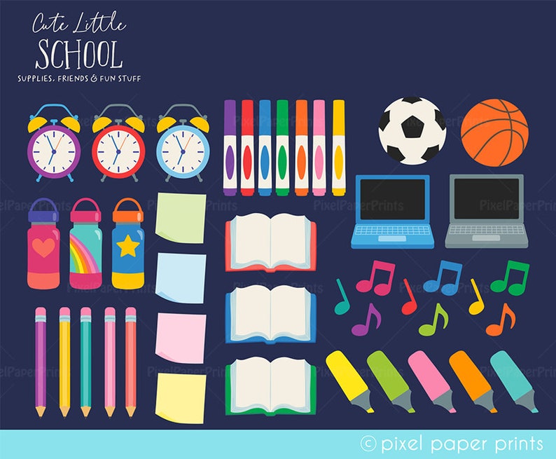 School PNG Cute Little School Clipart Over 250 graphics School supplies Bulletin Board Back to school Digital Download image 8