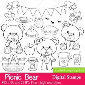 Picnic Bear - Digital stamps