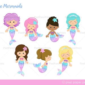 Cute Mermaid Clipart PNG Bundle – 96 Sea Life Illustrations + 7 Digital Papers – Ocean Theme Graphics for Kids Crafts and Commercial Use image 2