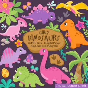 Süße Dinosaurier PNG Clipart Bündel - für Kinder Basteln, Klassenzimmer, Dekor, Party Printables, Lehrerressourcen, Sublimations-Instant Download