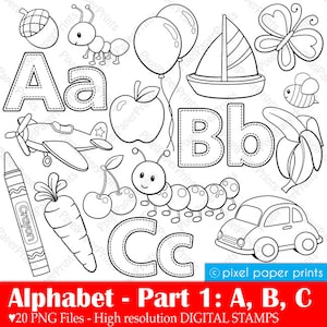 Alphabet Digital Stamps  Part 1 - ABC clip art - School clipart
