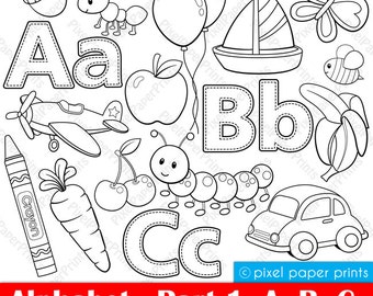 Alphabet Digital Stamps  Part 1 - ABC clip art - School clipart