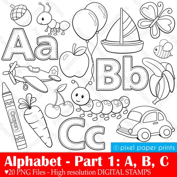 Alphabet Digital Stamps Part 1 - ABC clip art - School clipart Il_570xn