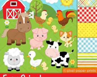 Farm Animals Clipart | Cute Farm Animal PNGs and Printable Patterns | Instant Download for Crafts & Educational Materials