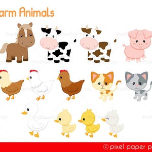 Farm Animals Clipart PNG, Cute Farm Animal PNGs, Printable Patterns for Crafts, Classroom and Kids Activities image 2