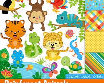 Rainforest PNG - Cute Rainforest Animals Clip Art - Digital Download - PNG Files - Sublimation files - Printable - Graphics for crafts