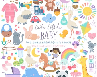 Baby Clipart Bundle | Baby PNG | Over 200 Cute PNG files | Animals, Toys, Baby Items  | Graphics for Crafts, Design, Sublimation & more