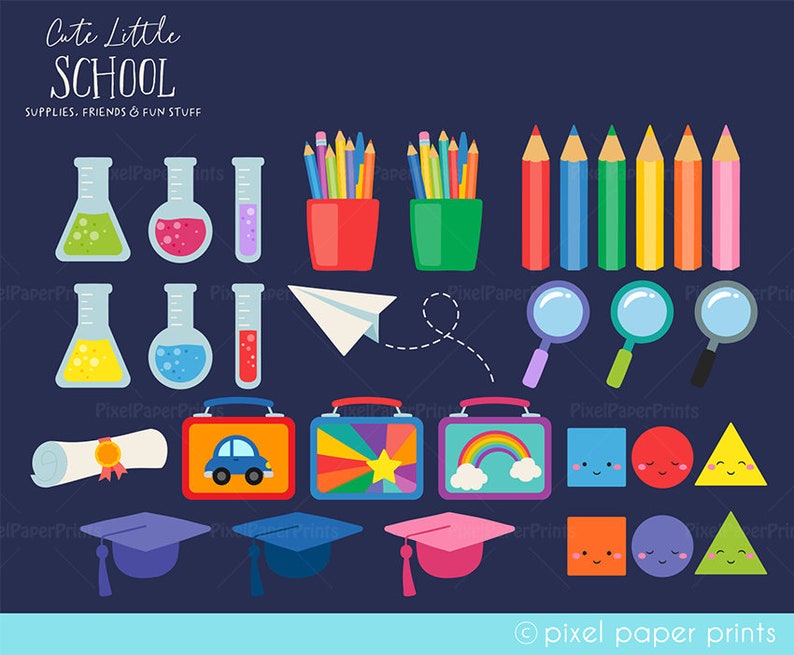 School PNG Cute Little School Clipart Over 250 graphics School supplies Bulletin Board Back to school Digital Download image 6