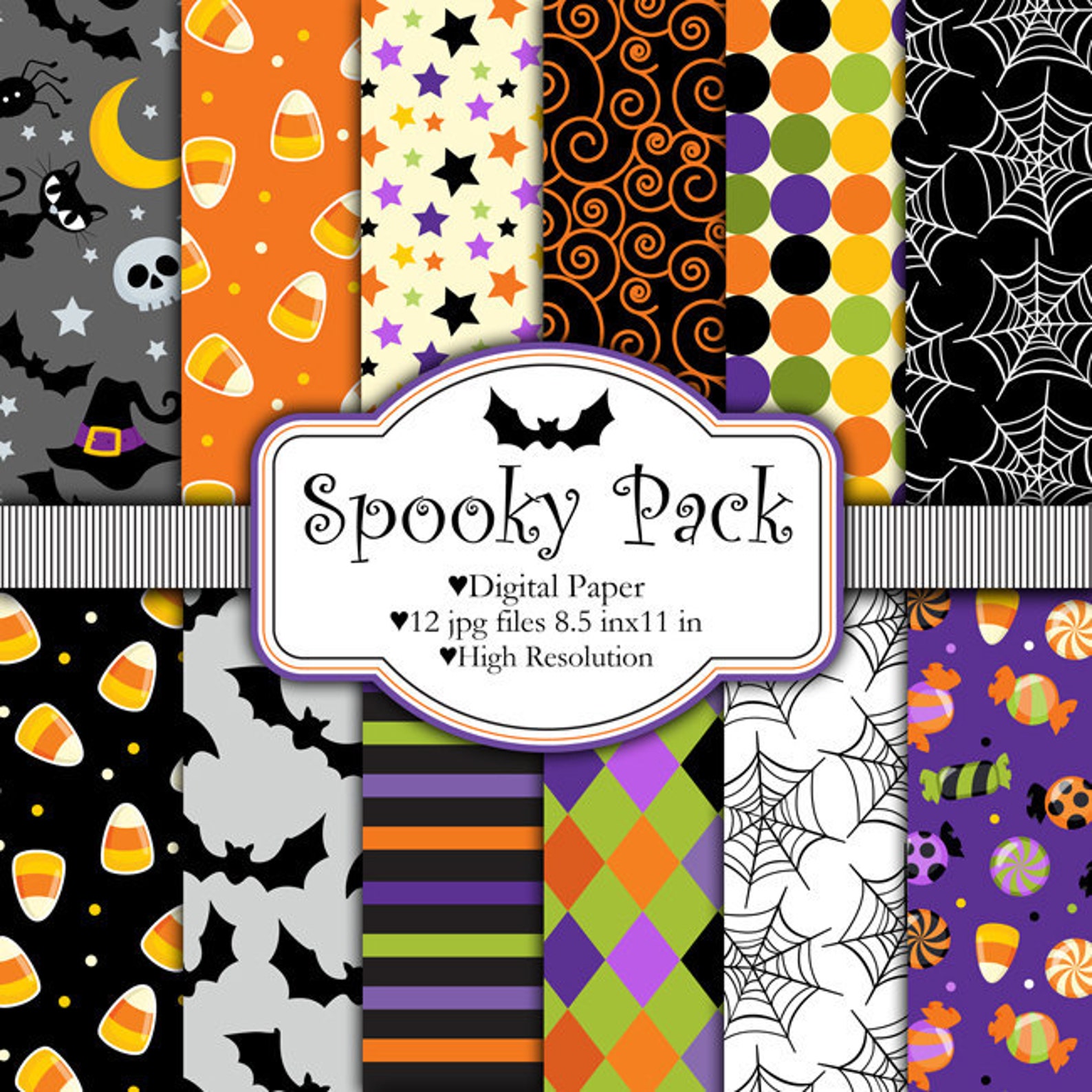Spooky Pack - Halloween - Digital Paper Set - Etsy