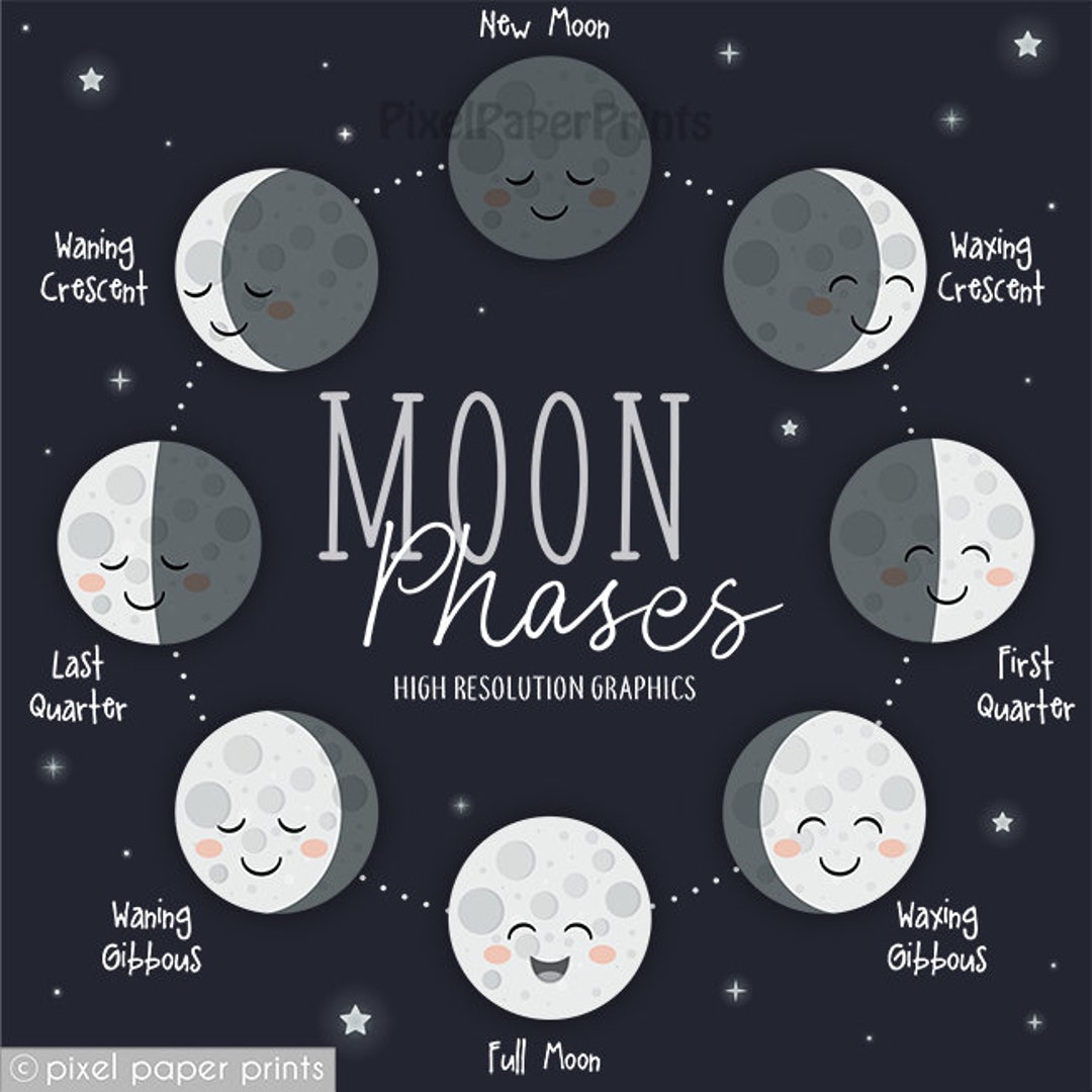 15 PNG Digital Blood Moon Lunar Phases Instant Download 