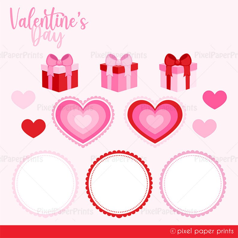 Valentine's Day Clip Art Cute Love Bear, Swans and Hearts Digital Download PNG Files Printable High Resolution image 5