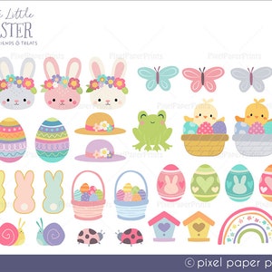 Easter Clipart Cute Little Easter Over 200 Easter graphics Clip art set Digital Download PNG Format image 5
