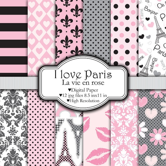 I Love Paris - Digital paper set Il_570xn