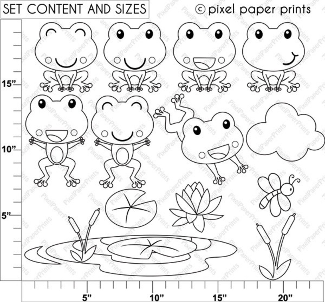 Friendly Frog Digital Stamps Etsy UK