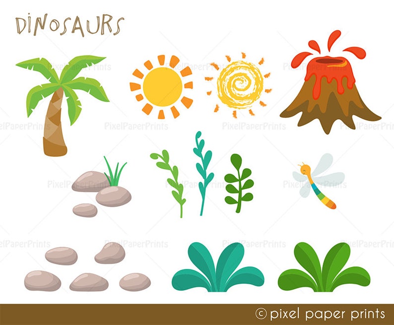 Dinosaur clipart DINOSAURS Clipart and Digital Paper Set Cute Dinosaur Clip Art Digital Download Printable image 4