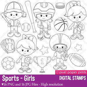 Sports - Girls - Digital stamps set