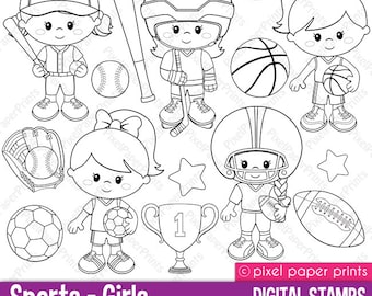 Sports - Girls - Digital stamps set