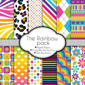The Rainbow Pack - Digital Paper Set - Etsy
