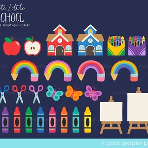 School PNG Cute Little School Clipart Over 250 graphics School supplies Bulletin Board Back to school Digital Download image 4