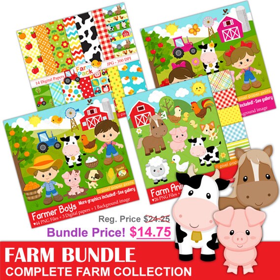 Farm Bundle - Farm clipart - Bundle price - Digital Download Il_570xn