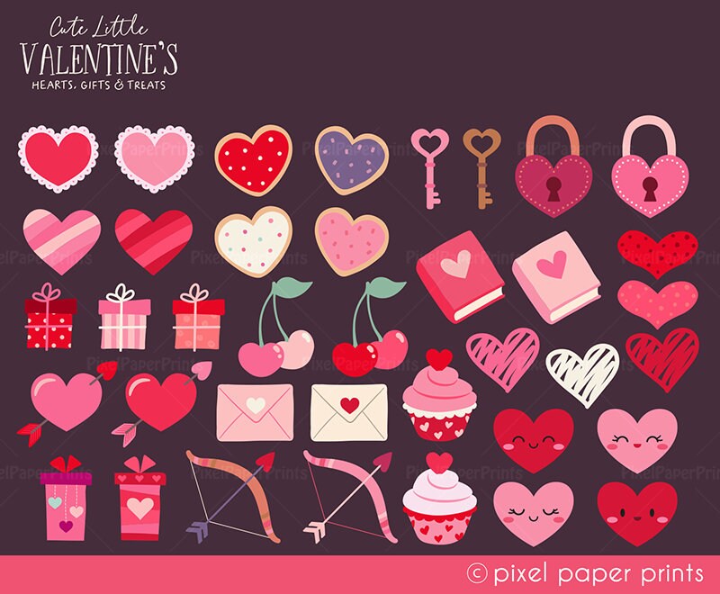 Valentine's Day Clipart - Cute Little Valentine's Hearts Gifts and ...