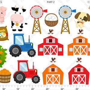 Farmer boys Farm clipart Clip Art and Digital paper set Digital Download image 3