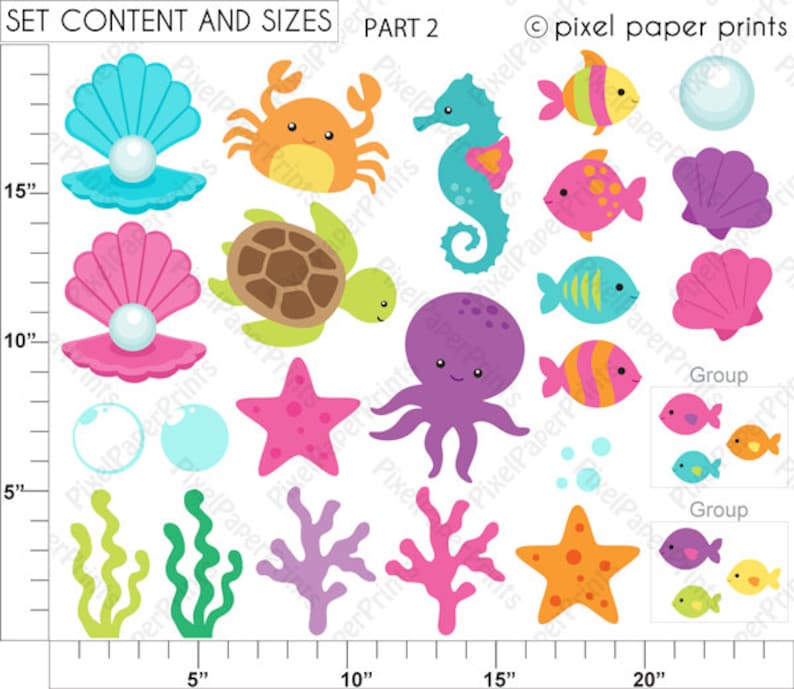 Mermaid Clip Art Cute Mermaid PNG Files Digital Download Graphics for printables, crafts, digital design, heat transfer & more image 4