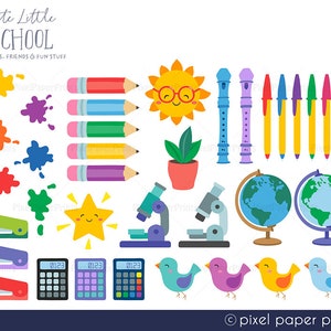 School PNG Cute Little School Clipart Over 250 graphics School supplies Bulletin Board Back to school Digital Download image 3