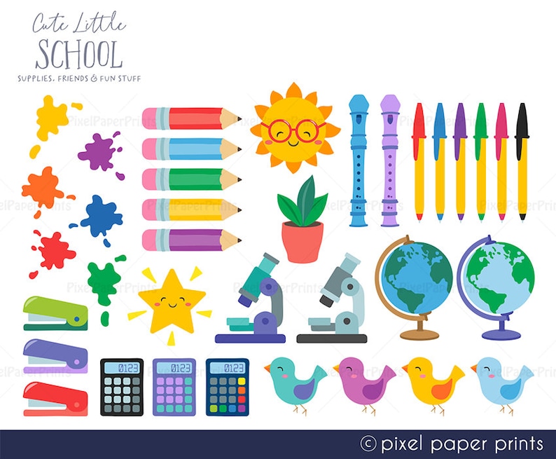 School PNG Cute Little School Clipart Over 250 graphics School supplies Bulletin Board Back to school Digital Download image 3