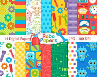 Robo Papers 2 -  Digital Paper Set - Robot digital papers