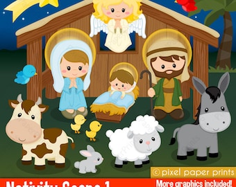 Nativity Clipart Christmas Clip Art Cute Digital Clipart