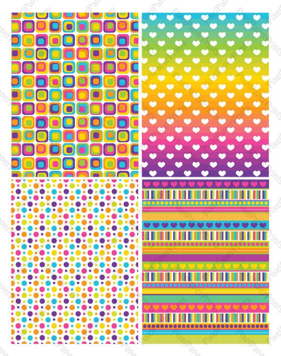 The Rainbow Pack - Digital Paper Set - Etsy
