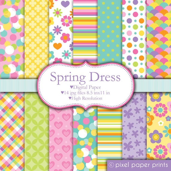 Spring Dress - Digital paper set Il_570xn