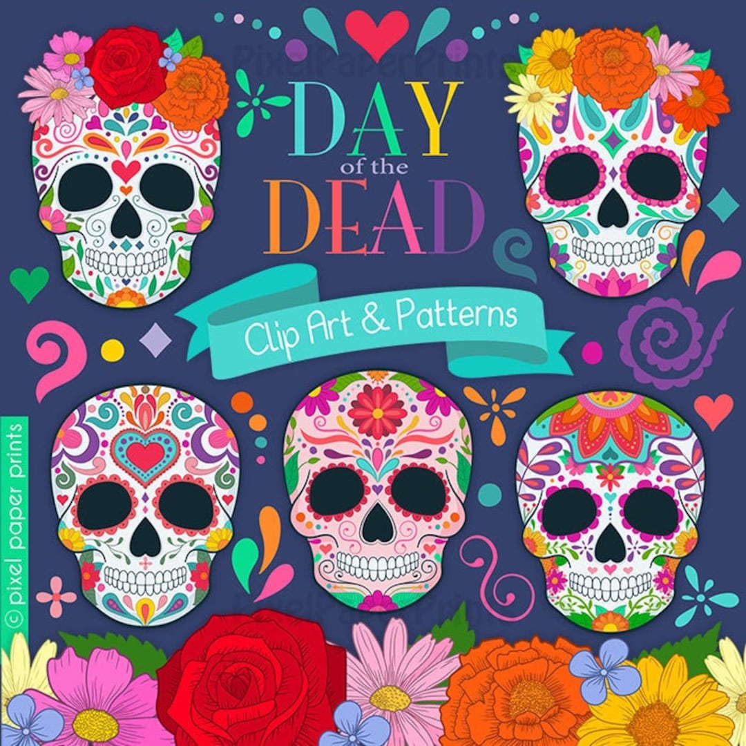 Day of the Dead Clipart - Sugar Skull - Dia De Los Muertos - Clip Art ...
