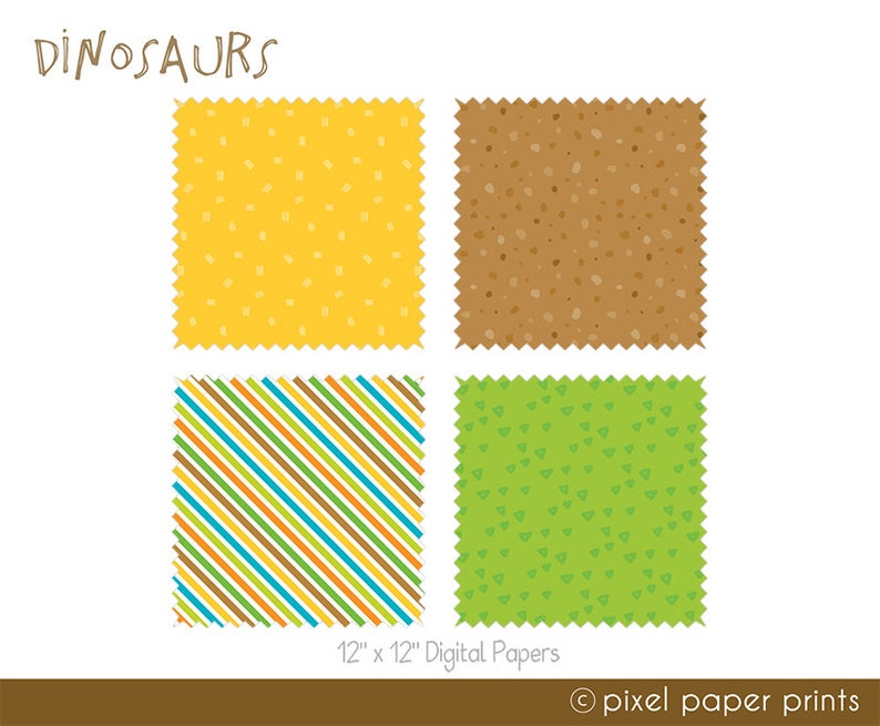 Dinosaur clipart DINOSAURS Clipart and Digital Paper Set Cute Dinosaur Clip Art Digital Download Printable image 6