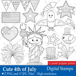 Cute 4th of July Digital Stamps Clipart image 1