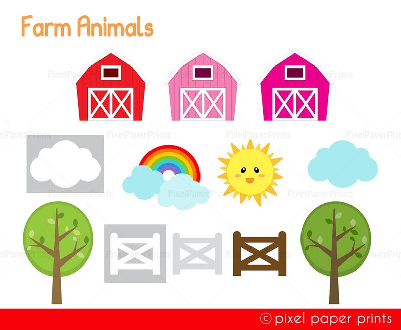 Farm Animals Clipart PNG, Cute Farm Animal PNGs, Printable Patterns for Crafts, Classroom and Kids Activities image 4