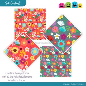 Flower Clipart Fresh Flowers Floral Clip art and Printable Papers Digital Instant download Colorful Flowers Digital stickers image 8