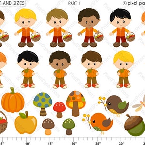 Autumn Boys Fall Clipart Clip Art and Digital paper set Digital Download image 2