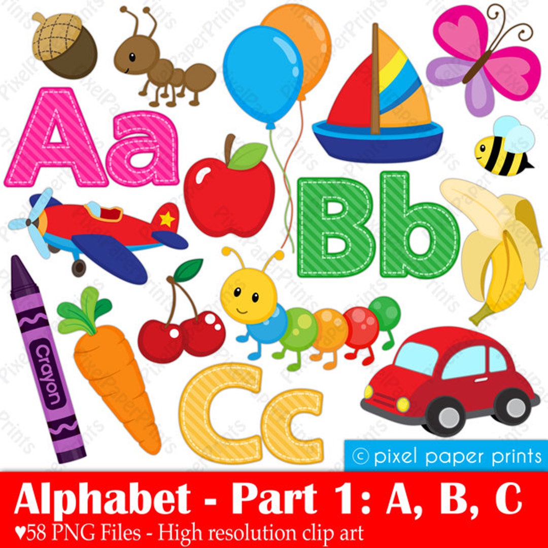 Alphabet Clipart Part 1 ABC Clip Art School Clip Art Digital Download
