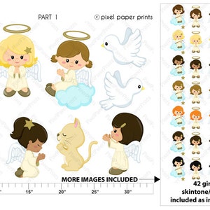 Angel Girls Digital paper and clip art set Digital Download image 2