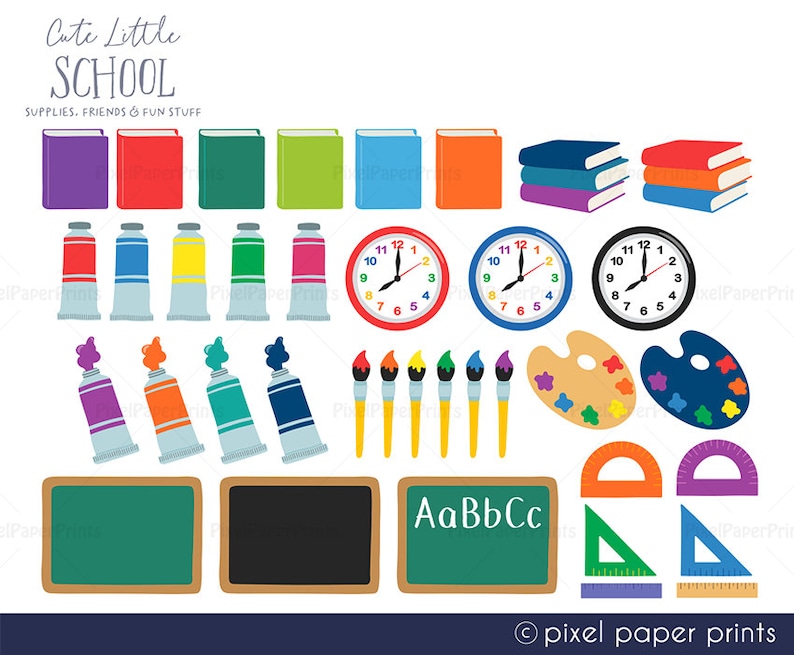 School PNG Cute Little School Clipart Over 250 graphics School supplies Bulletin Board Back to school Digital Download image 5