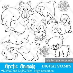 Arctic Animals - Digital Stamps - Clipart