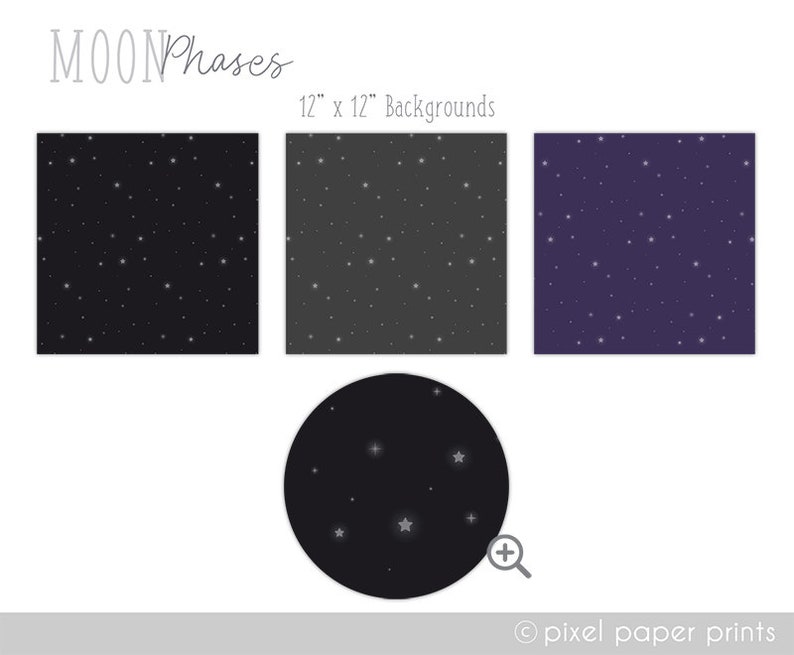 Cute Moon Phases Digital Download Moon Clip Art Moon cycle clipart Digital stickers Instant download image 7