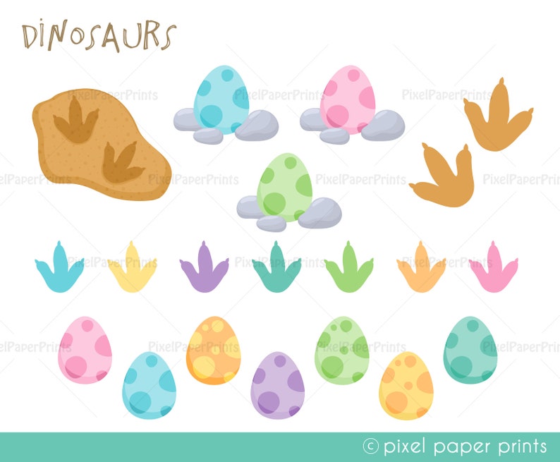 Baby Dinosaurs Clip Art Pastel Colors Clipart and Digital paper set Dinosaur Clip art Digital download image 5