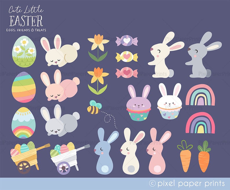 Easter Clipart Cute Little Easter Over 200 Easter graphics Clip art set Digital Download PNG Format image 4